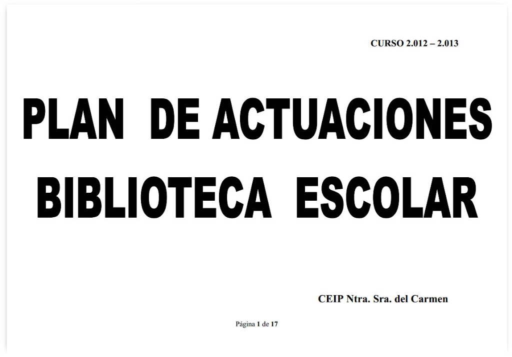 Plan Actuaciones: Curso 12/13